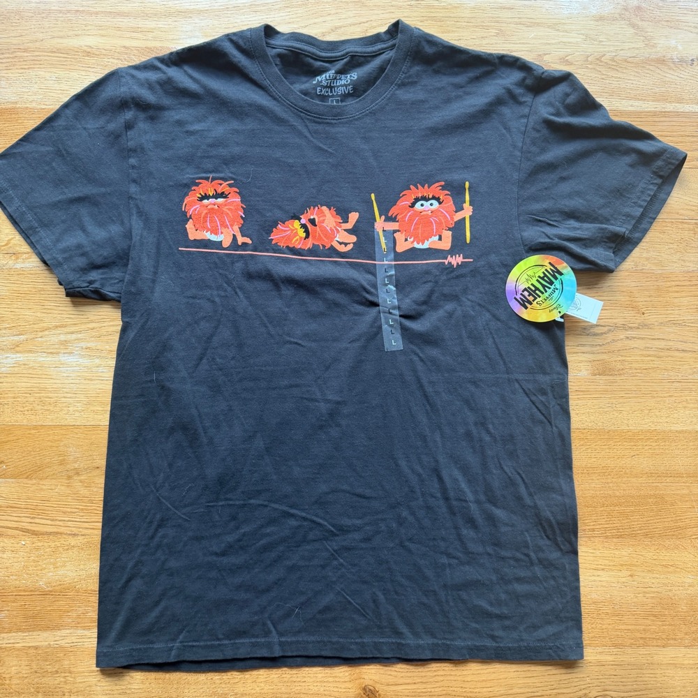 Disney The Muppets Studio Exclusive Animal Mayhem Graphic T-Shirt Black Large